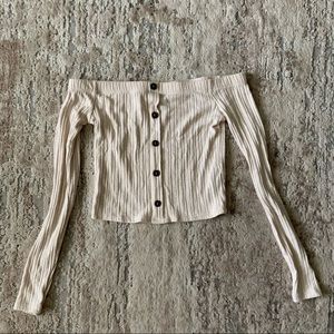 Forever 21 off the shoulder long sleeve crop top